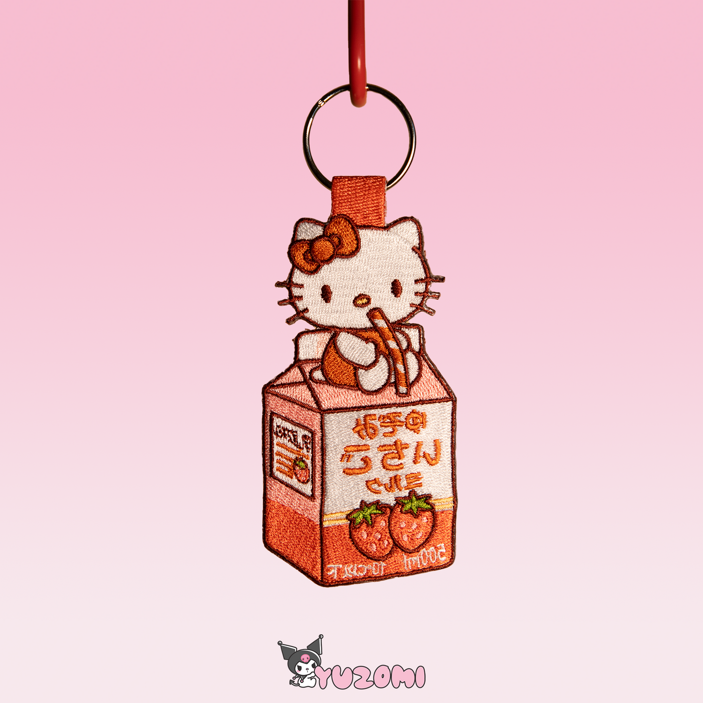 HELLO KITTY EMBROIDERED KEYCHAIN