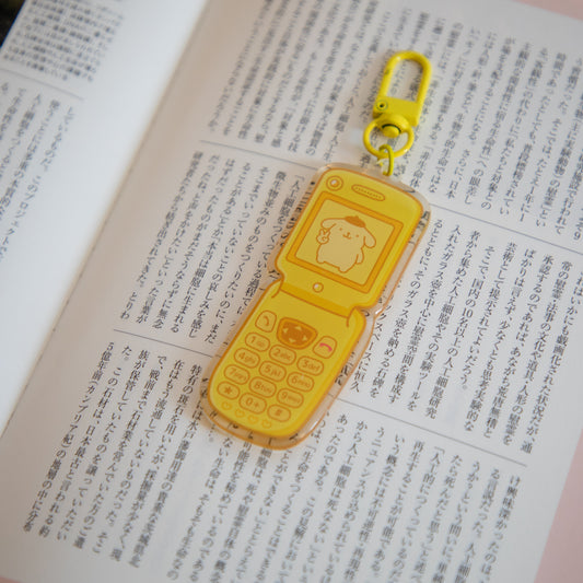 POMPOMPURIN FLIP PHONE KEYCHAIN